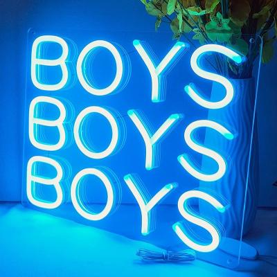 China Amazon Eco-Friendly Wholesale Cute Boy Neon Signs Blue With Dimmable Switch Reusable Neon Light Sign Decoration for sale