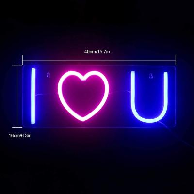 China I Love You Neon Signs Eco-Friendly Heart Led Neon Love Wall Sign Art Neon Sign For Decoration for sale