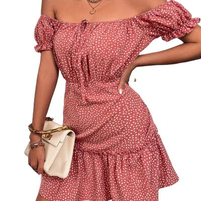 China 2022 Summer New Hot Selling Women's Anti-Static Spring/Copy Off The Shoulder Elegant Off The Shoulder Mini Dress for sale