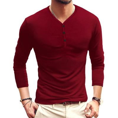 China Men's Long Sleeve Anti-Wrinkle Color Casual Custom Logo T-shirt Cotton Quick Dry T-Shirt for sale