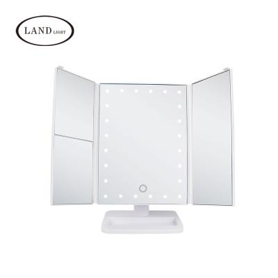 China Smart Vanity Lighted Led Lighted Travel Makeup Mirror Led Lights For Craft Desktop Folding Magnifying Make Up Mirror With Lights Ip44 for sale