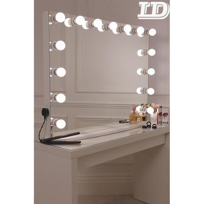 China Lighted Led Rectangular Lighted Bathroom Mirror 800mmx600mm Led Make Up Mirror Hollywood Style for sale