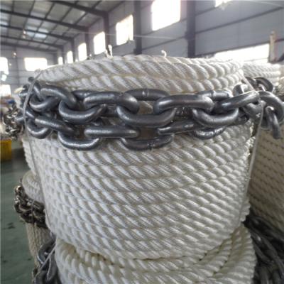 China Nylon marine ropes with chains, mooring ropes, spliced ​​ropes, 3 strand twisted for sale