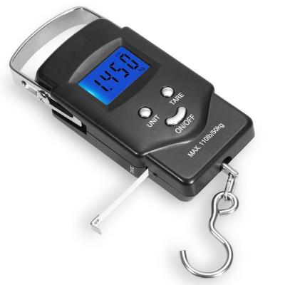 China Tare / Data Lock Black Mini LED 50kg Digital Hanging Function Fishhook Electronic Weighing Luggage Scale for sale