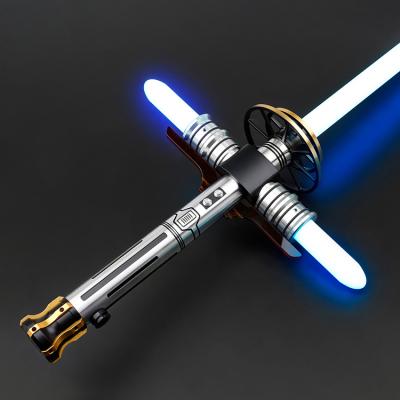 China Aluminum alloy Aluminum alloy LHSABER Black Angel heavy dueling Crossguard lightsaber RGB infinite color change light sword laser sword  high quality for sale