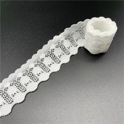 China Fashonal Elastic Nylon Spandex Scalloped Lace Up Trimmings 20MM For Lingerie And Underwear for sale