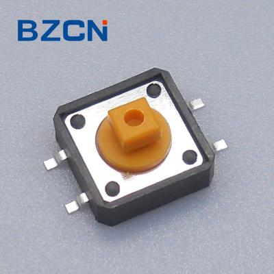 China 1NO TS-F005 Momentary Button 12x12x7.3mm SMD/DIP Tact Switch 4 Yellow Square Pin Lightweight Tactile Switch for sale