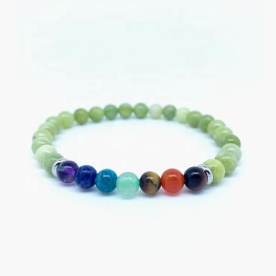 China High Quality Natural Green Pleochroic/Pleochroism Bracelet 6 mm8 mm10 mm Chakra Bracelet 7 Bead Quartz Jade for sale