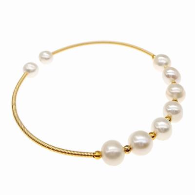 China CLASSIC Wholesale 24K Gold Filled Pearl Twisted Cable Bracelet Freshwater Cultured Handmade Jewelry For Women for sale