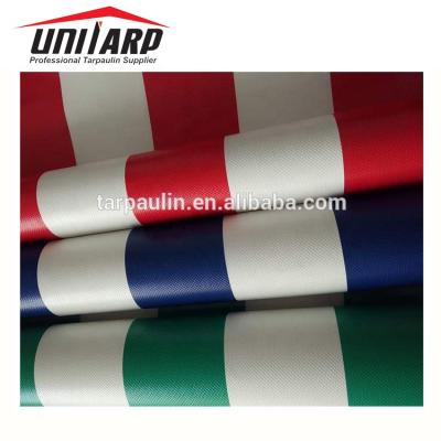 China Waterproof Wind Proof PVC Striped Tarpaulin Polyester Tent Fabric For Sunshade for sale