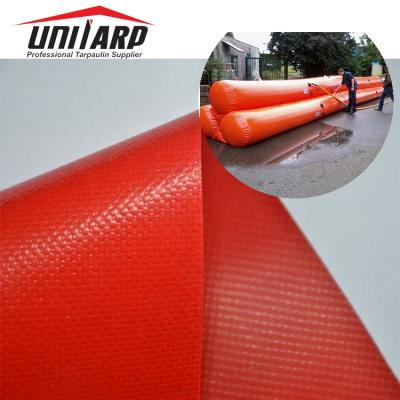 China High Strength Water Resistant 1500D 750gsm PVC Coated Fabrics For Inflatable Flood Anti-flood Barrier for sale