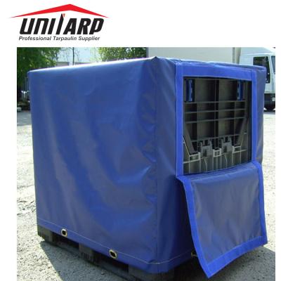 China Water Resistant Unitarp PVC Anti UV Waterproof Tarpaulin Machine Cover IBC Outdoor Pallet Cover With Zipper for sale