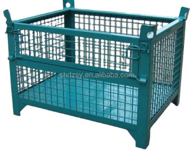 China Warehouse Storage System Net Cage Wire Cage Metal Box Storage Container Wire Mesh Tray for sale