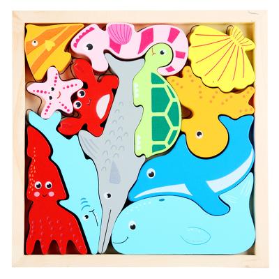 China Basswood Eeducation Hand Grasping Jigsaw Board 3D Cartoon Wood For Kid Fruit Children Wooden Puzzle Toy for sale