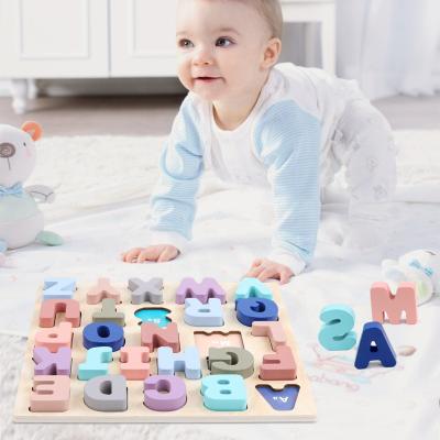 China Cartoon Toy Baby Blocks Number Cognitive Math Hand Grip Jigsaw Jigsaw Alphabet Children for sale