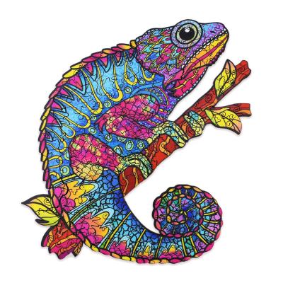 China Wholesale Cartoon Toy OEM Chameleon A3A4A5 Adult Wooden Puzzle Jigsaw Puzzles Toy for sale