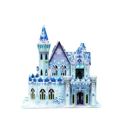 China Cartoon Toy Christmas Gift Ice Castle Diy Education Children Intelligence Puzzles Paper&Foam 3D Jigsaw Toy for sale