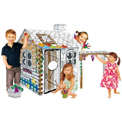 China Wholesale Cartoon Toy OEM Kids Children Play Craft Graffiti Cardboard DIY House Doodle 3d Puzzle for sale