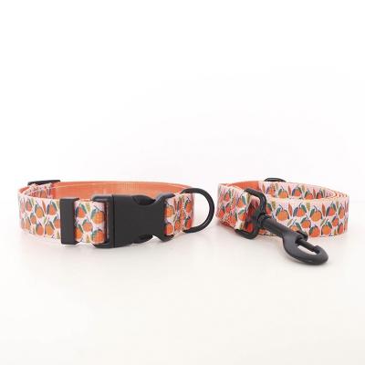 China Hot Selling Luxury Designer Personalized Custom Orange Printed Pet Collars And Matching Leashes Dog Supplies for sale