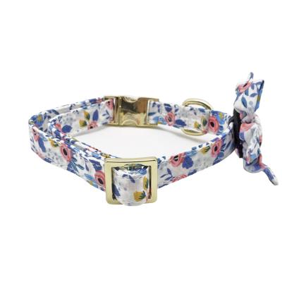 China Designer Cute Cotton Pattern Soft Flower Personalized Floral Dog Bowtie Collars With Safety Metal Buckle for sale