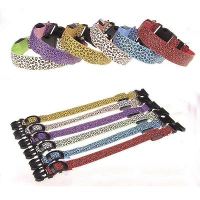 China 2022 Most Popular Leopard Personalized Instant Glowing Adjustable Puppy Collar With LED Light for sale