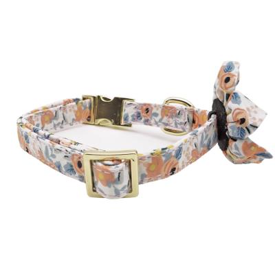 China Custom Sublimation Printing Cotton Adjustable Double Strap Dog Collar Colorful Custom Floral Pattern for sale