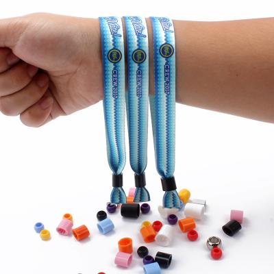 China Promotional 2022 Anniversary Polyester Fabric Customize Design Wristband With Disposable Clasp for sale