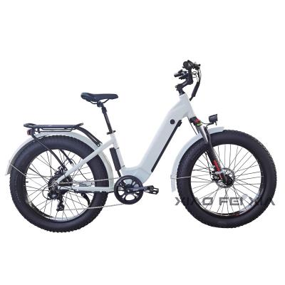 China Aluminum Alloy Ebike 26 Inch*4.0 Tire Electronic Fat Bike Step By Bafang 750W Rear Motor 7 Speed ​​E-bike Beach Cruisers for sale