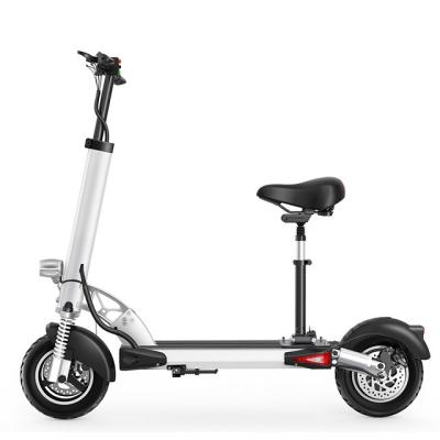 China Steel Stylish Riding Moped Electric Scooter With Seat Aluminum Alloy Frame 48V 10A Lithium Battery High Power 500w/800w for sale