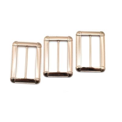 China Adjustable Golden Metal Square Ring Buckle For Belts Eco-friendly Metal Slide Buckle Manufacturer for sale