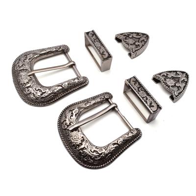 China Pure Handmade Antique Silver Nickel Free 3 Pieces Set Italy Belt Buckle Parts 35mm Luxury 37mm Belt Buckle for sale