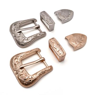 China Eco-Friendly Wholesale Custom Cowboy Belt Buckle 3 Piece Metal Western Belt Buckle Cowboy for sale