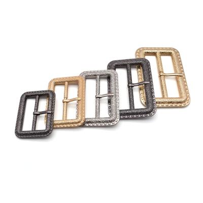 China New Arrival High End Square Pin Buckle Nickel Free For Bag Accessories, Leather Bag Buckle Stitched Pattern Buckle for sale