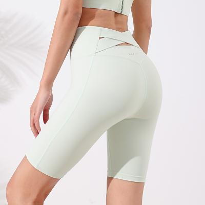 China Summer Breathable High Waist Womens Custom Workout Gym Wear Ribbed Crac! crack! Butt Lift Fitness Yoga Biker Breathable Running Shorts Pants for sale