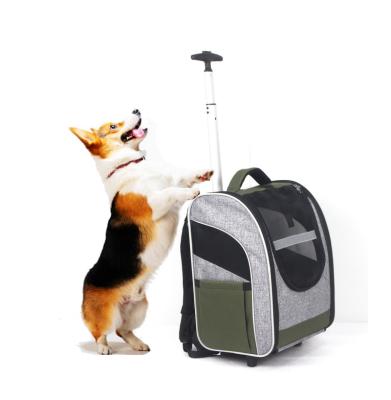 China Breathable Cats Puppies Dog Pet Trolley Rolling Carrier Backpack Pet Cages Strong Carriers and Houses with Wheels Airline Approved Travel for sale