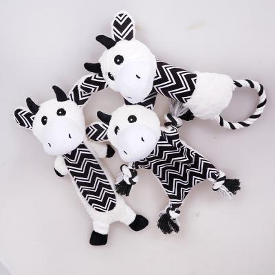 China Viable Wholesale Custom Squeaky Dog Toys Plush Toysrope Chew Series Black And White PV Series Set for sale