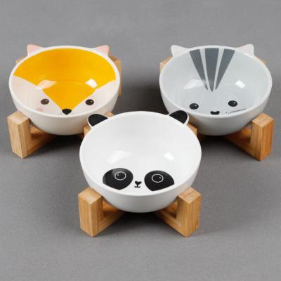 China Sustainable Wholesale Japan Style Printed White Custom Marble Cat Pet Dog Bowl Ceramic for sale