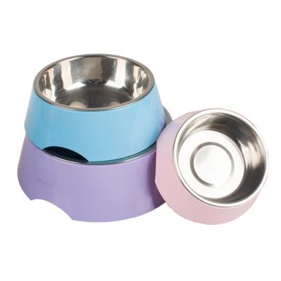 China Viable Wholesale Dog Bowl Single Melamine Non-Slip Stainless Dog Bowl for sale