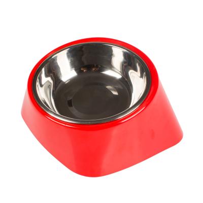 China Sustainable Wholesale Stainless Steel Inner Feeder Printed To Pattern Melamine Non-Slip Raised Dog Bowl for sale