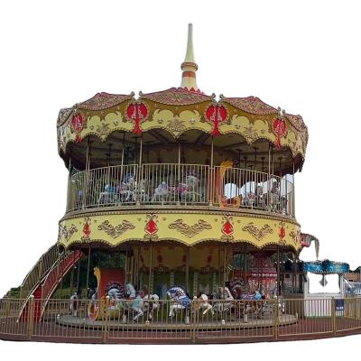 China Plastic Double Deck Luxury Carousel 68 Seat Large Amusement Ride Amusement Equipment for sale