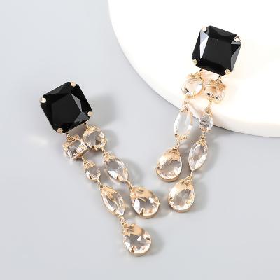 China CLASSIC Large Stone Enamel Crystal Drip Gold Filled Resin Earrings Trendy for sale