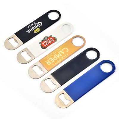 China Durable Vinyl Rubber Grip Coated Stainless Steel Bottle Opener Flat Beer Bottle Opener for sale