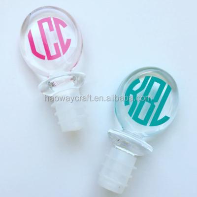 China Child Safe Customized Customize Acrylic Wine Stopper Monogram Silicone Wine Stopper for sale