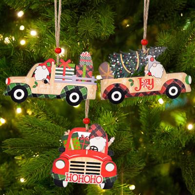 China Wholesale Wooden Christmas Car Shape Hanging Wooden Christmas Tree High Quality Hanging Decoration for sale