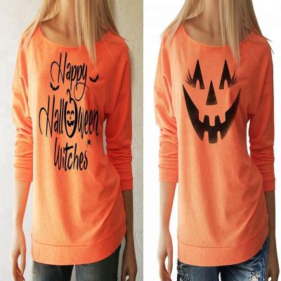 China Breathable Wholesale Women Customized Halloween Pullover Monogram Pumpkin Sweater for sale