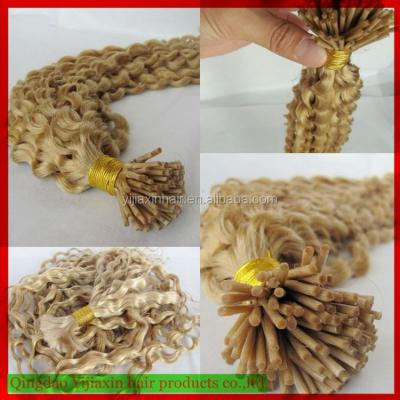 China 2016 New Factory Price Natural Curly Blonde Hair Products Wholesale I Curly Tips Hair Extensions for sale