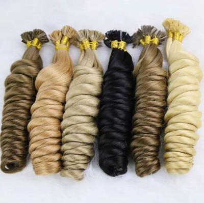 China loose wave no tangle no 100 wholesale keratin v tip hair shedding extension,12a grade virgin hair v tip extensions for sale