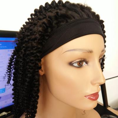 China Raw Unprocessed Silky Straight Indian Temple Hair Grade 11a 100% Real Wave Wig With Tied Headband For Black Women for sale