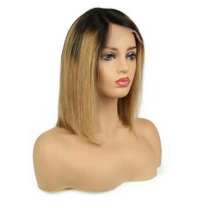 China Silky Straight Wave Most Popular High Quality Wholesale Lead Hair Lace Front Wig 1b/#27, Cheap Short Lead Lace Wig for sale