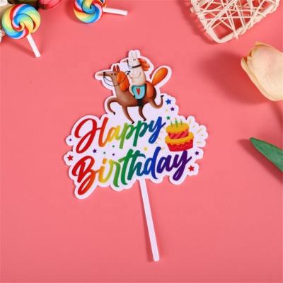 China Wholesale Disposable Acrylic Topper Toppers For Cake Tools Wedding Happy Birthday Cake Decorations for sale